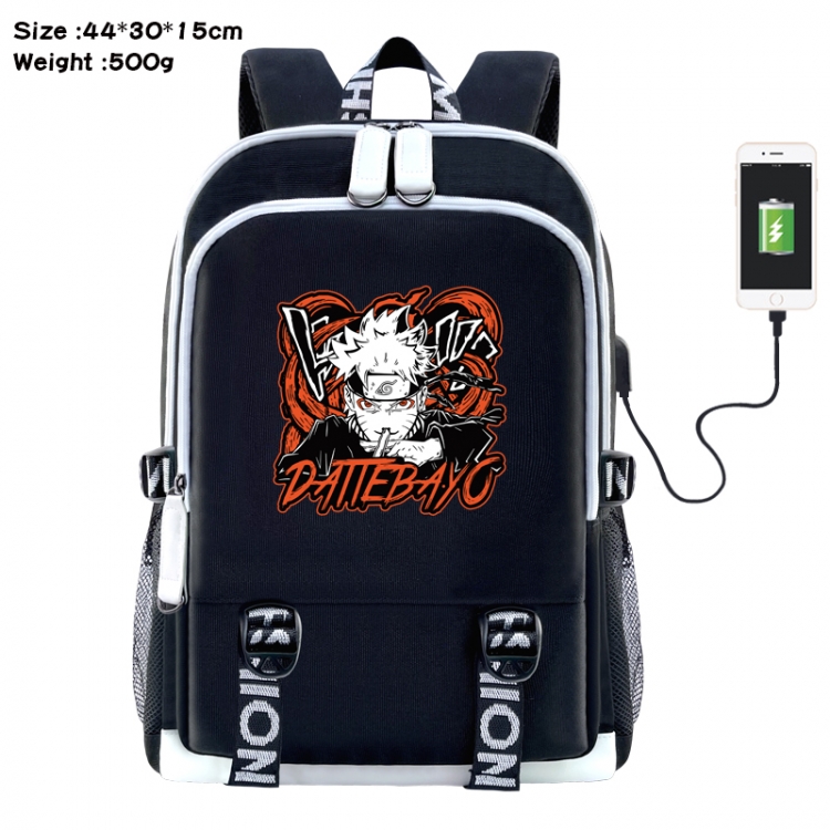 Naruto Anime Double Zipper Data Backpack 44X30X15CM