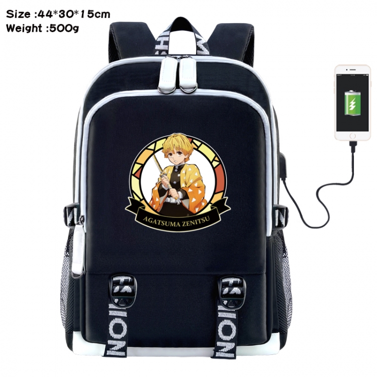 Demon Slayer Kimets Anime Double Zipper Data Backpack 44X30X15CM