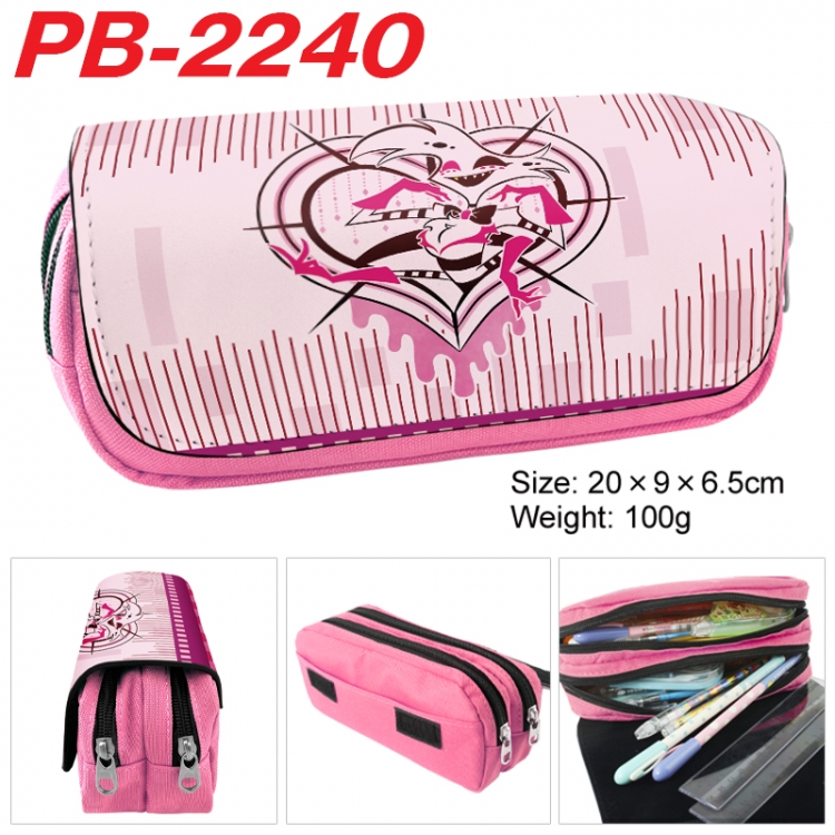 Hazbin Hotel Anime double-layer pu leather printing pencil case 20x9x6.5cm PB-2240