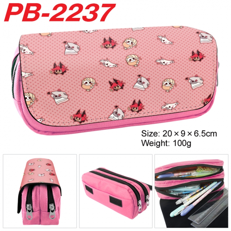 Hazbin Hotel Anime double-layer pu leather printing pencil case 20x9x6.5cm PB-2237