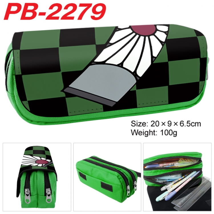 Demon Slayer Kimets Anime double-layer pu leather printing pencil case 20x9x6.5cm PB-2279