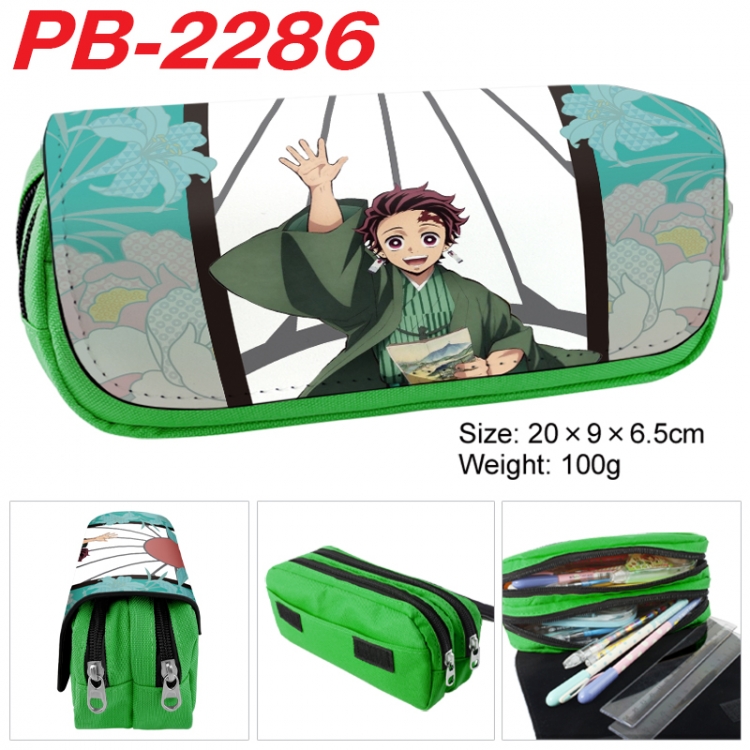 Demon Slayer Kimets Anime double-layer pu leather printing pencil case 20x9x6.5cm PB-2286