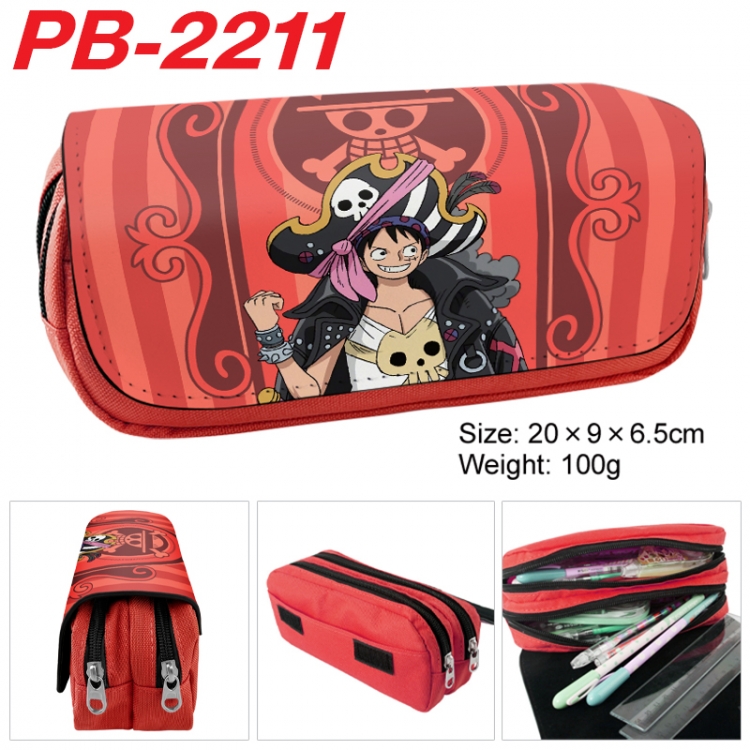 One Piece Anime double-layer pu leather printing pencil case 20x9x6.5cm PB-2211