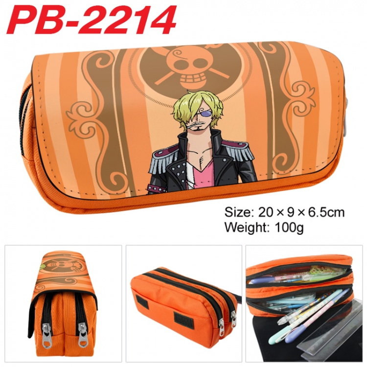 One Piece Anime double-layer pu leather printing pencil case 20x9x6.5cm PB-2214