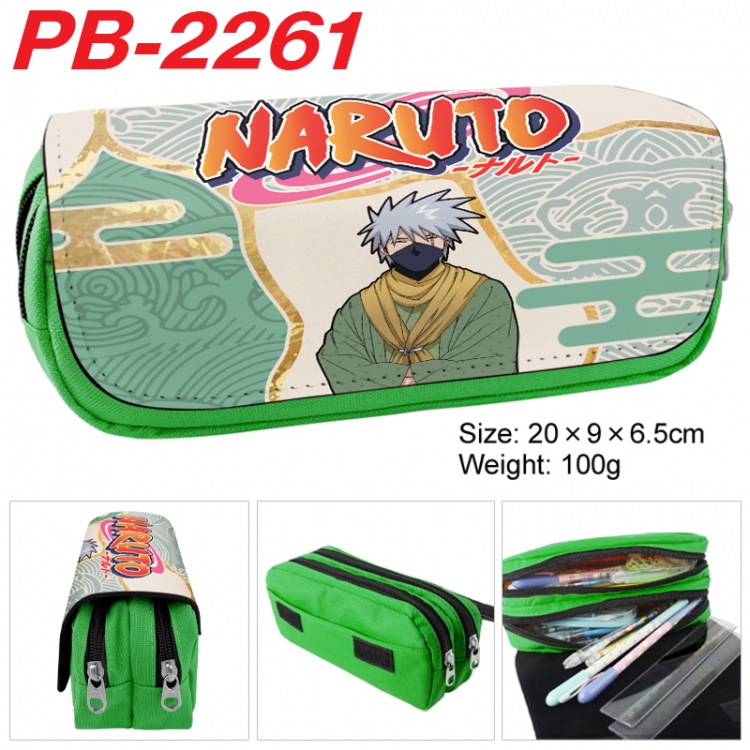 Naruto Anime double-layer pu leather printing pencil case 20x9x6.5cm PB-2261