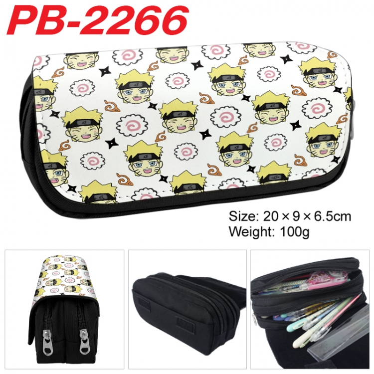 Naruto Anime double-layer pu leather printing pencil case 20x9x6.5cm PB-2266