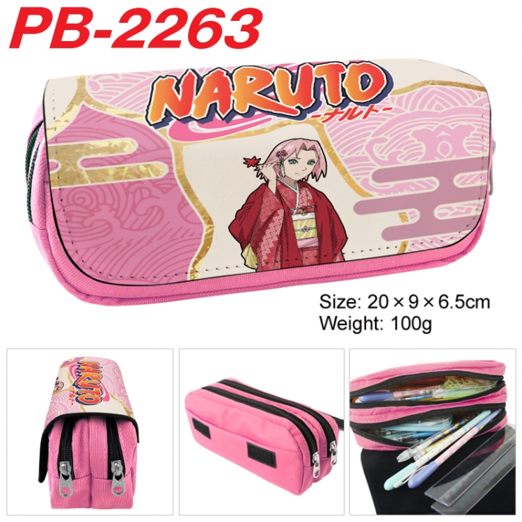 Naruto Anime double-layer pu leather printing pencil case 20x9x6.5cm  PB-2263