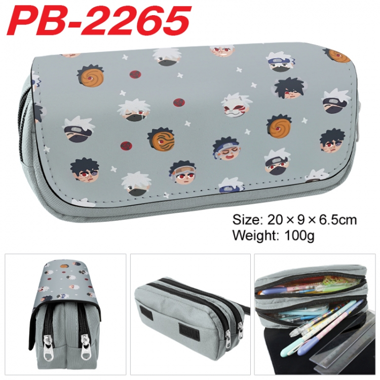 Naruto Anime double-layer pu leather printing pencil case 20x9x6.5cm PB-2265