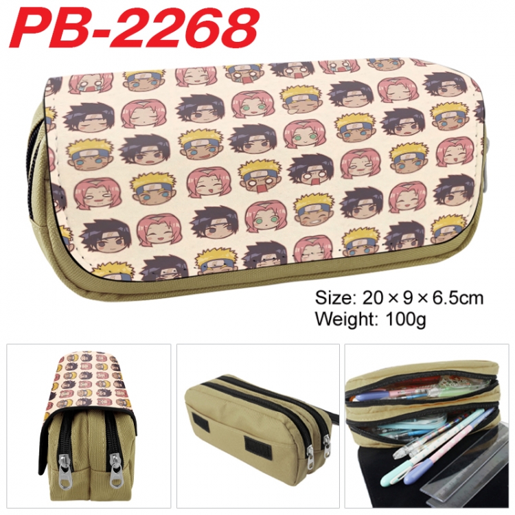 Naruto Anime double-layer pu leather printing pencil case 20x9x6.5cm PB-2268