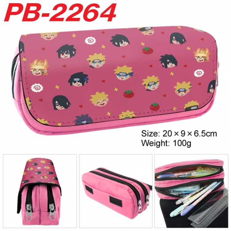 Naruto Anime double-layer pu leather printing pencil case 20x9x6.5cm PB-2264