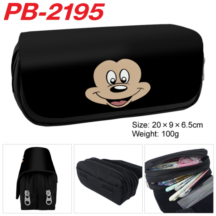 Mickey Mouse Anime double-layer pu leather printing pencil case 20x9x6.5cm PB-2195
