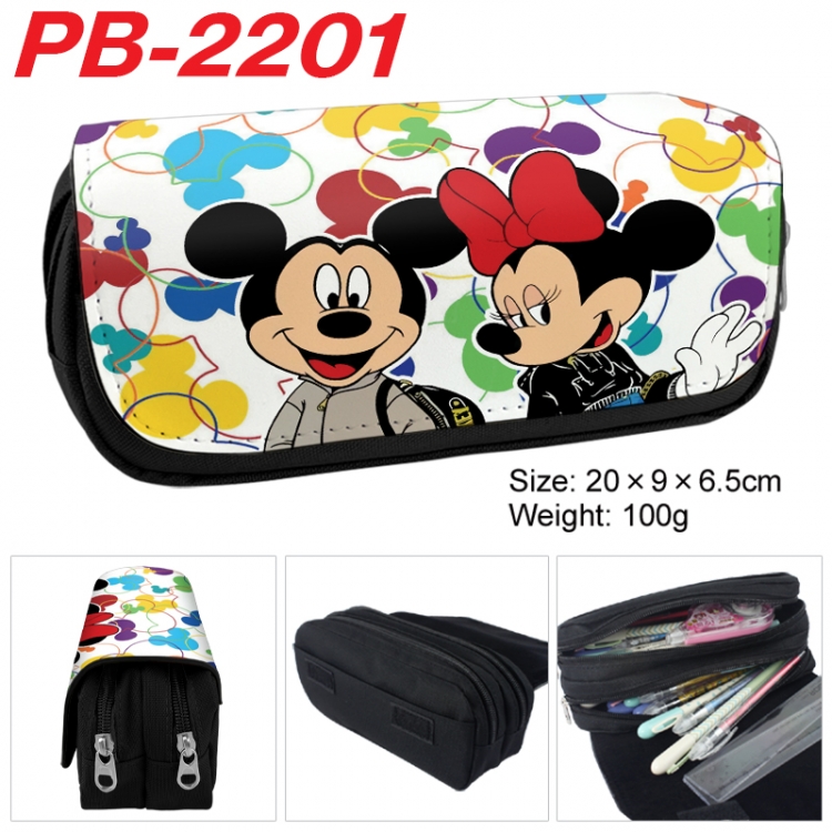 Mickey Mouse Anime double-layer pu leather printing pencil case 20x9x6.5cm PB-2201