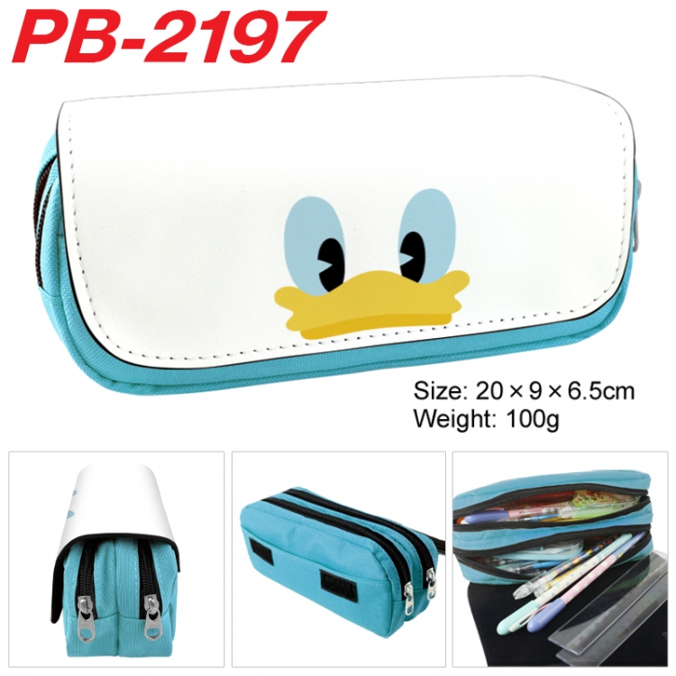 Mickey Mouse Anime double-layer pu leather printing pencil case 20x9x6.5cm PB-2197