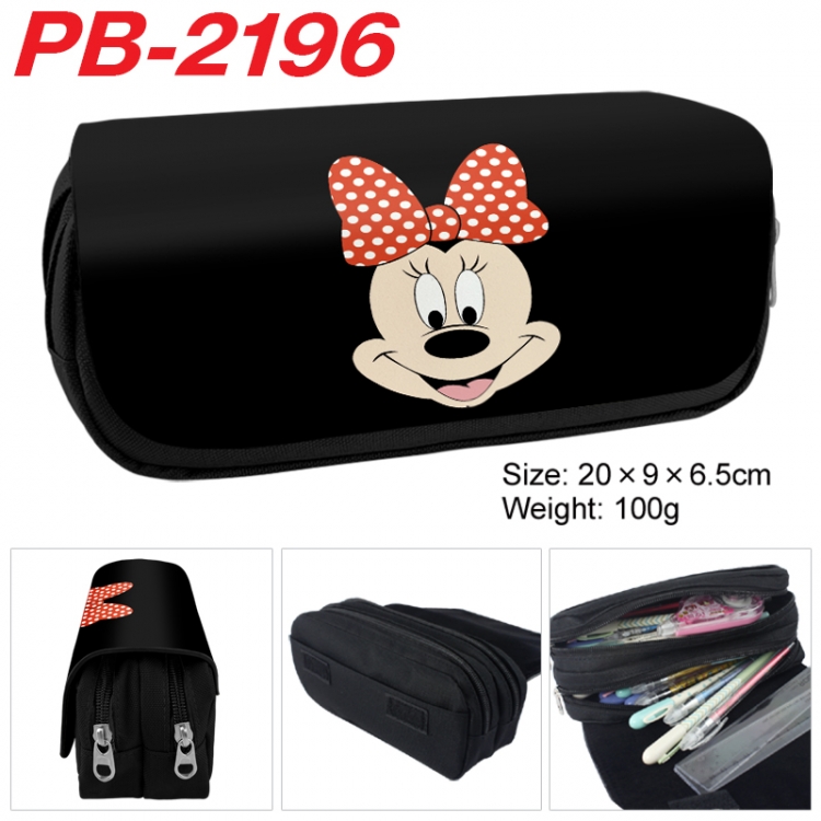 Mickey Mouse Anime double-layer pu leather printing pencil case 20x9x6.5cm  PB-2196