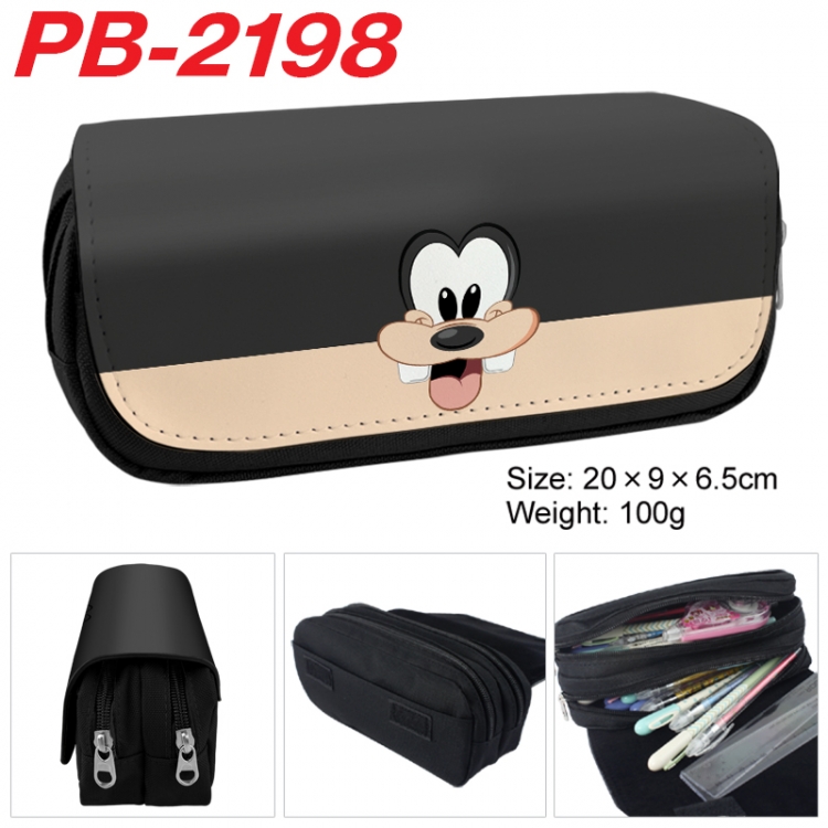 Mickey Mouse Anime double-layer pu leather printing pencil case 20x9x6.5cm PB-2198