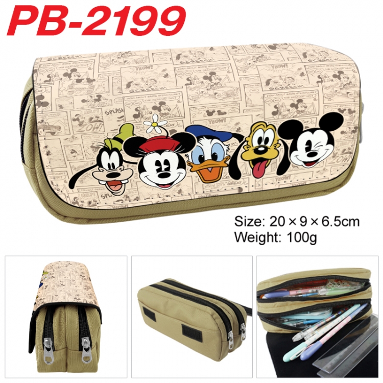 Mickey Mouse Anime double-layer pu leather printing pencil case 20x9x6.5cm PB-2199