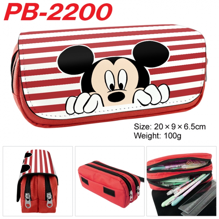 Mickey Mouse Anime double-layer pu leather printing pencil case 20x9x6.5cm PB-2200