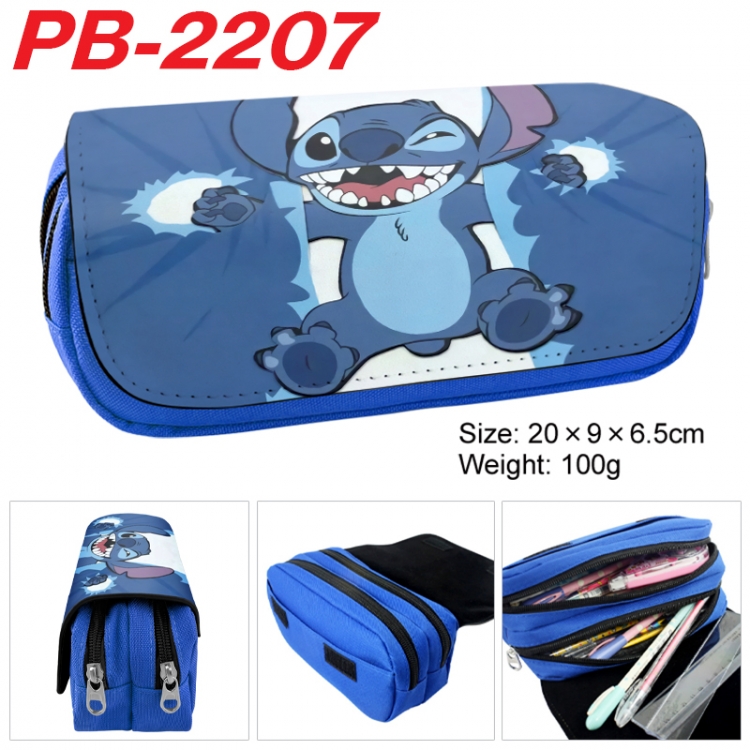  Lilo & Stitch Anime double-layer pu leather printing pencil case 20x9x6.5cm