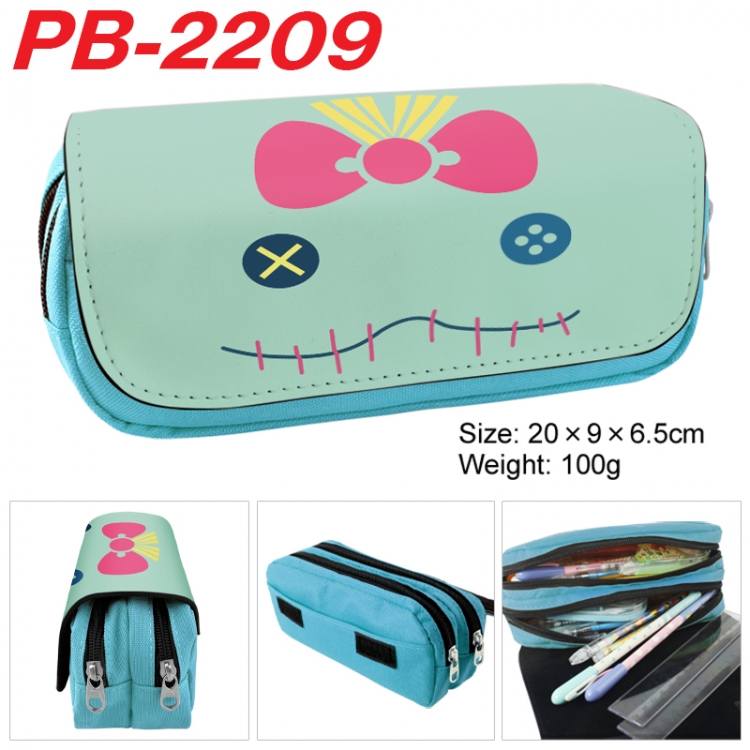  Lilo & Stitch Anime double-layer pu leather printing pencil case 20x9x6.5cm