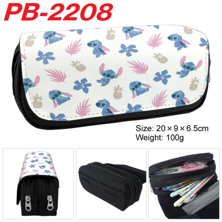  Lilo & Stitch Anime double-layer pu leather printing pencil case 20x9x6.5cm