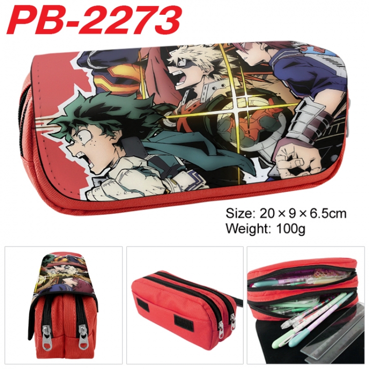 My Hero Academia Anime double-layer pu leather printing pencil case 20x9x6.5cm PB-2273