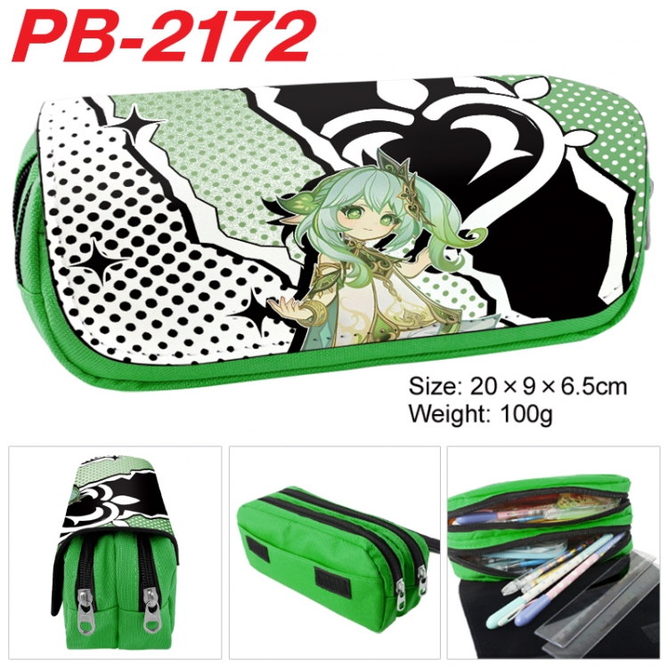 Genshin Impact Anime double-layer pu leather printing pencil case 20x9x6.5cm  PB-2172
