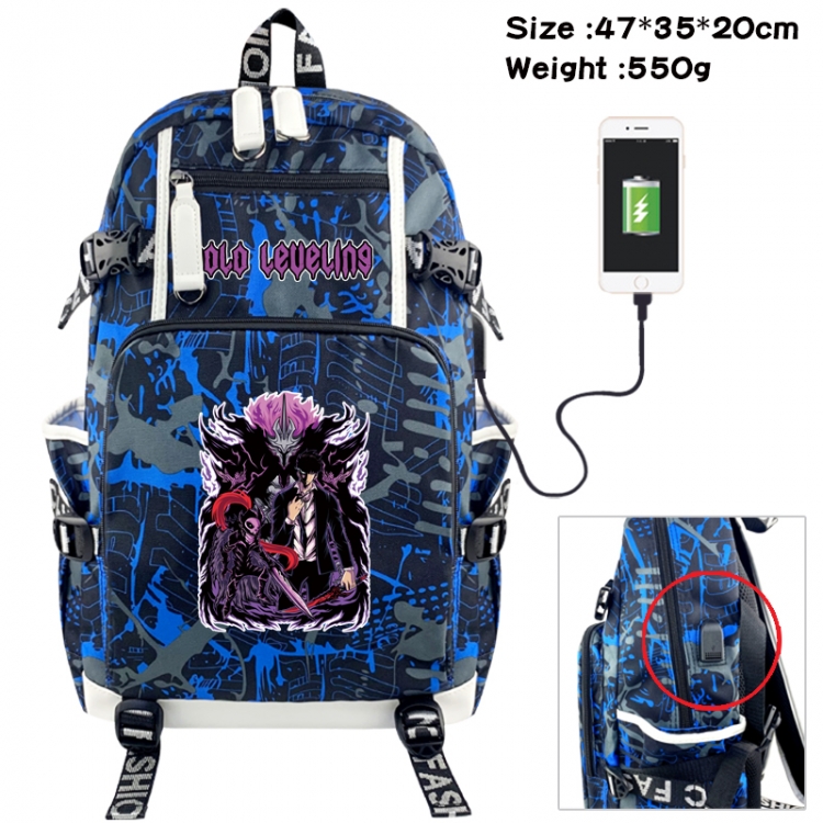 Solo Leveling:Arise Camouflage waterproof sail fabric flip backpack student bag 47X35X20CM 550G