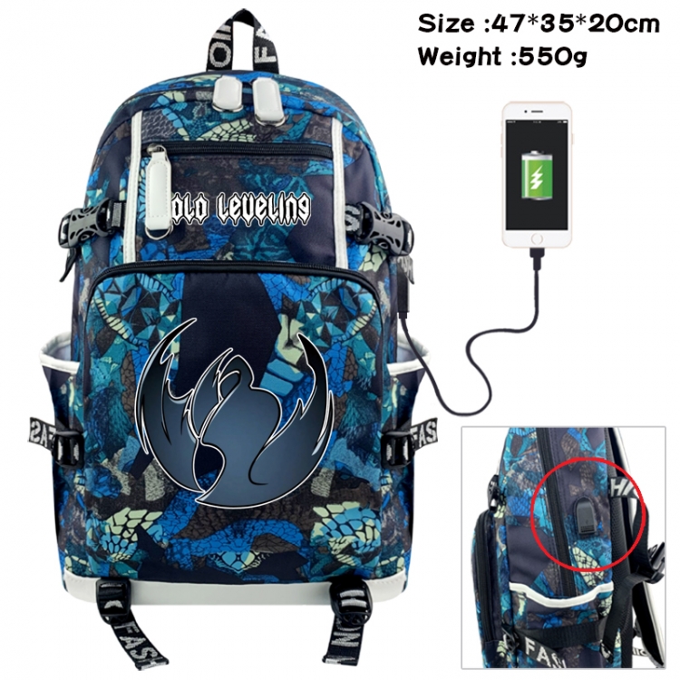 Solo Leveling:Arise Camouflage waterproof sail fabric flip backpack student bag 47X35X20CM 550G