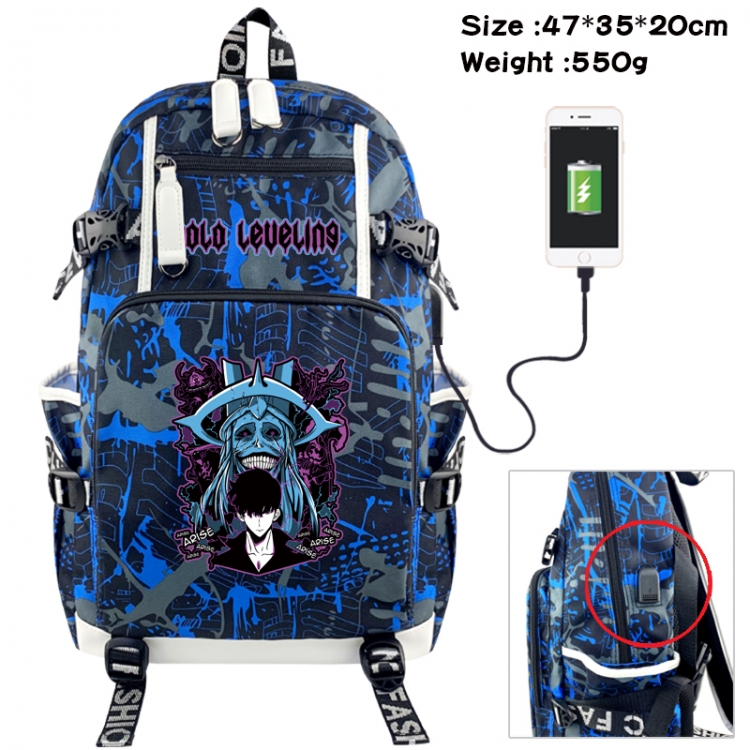 Solo Leveling:Arise Camouflage waterproof sail fabric flip backpack student bag 47X35X20CM 550G