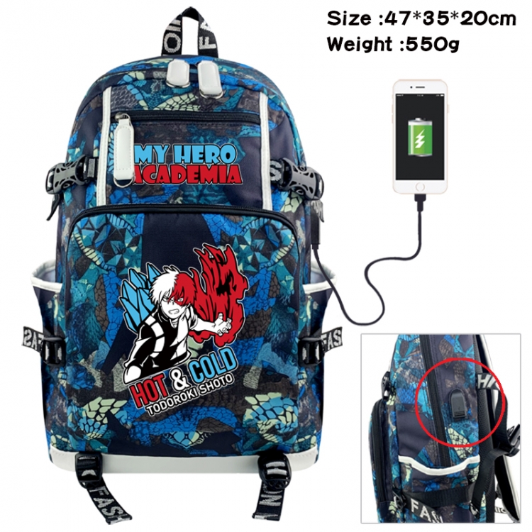 My Hero Academia Camouflage waterproof sail fabric flip backpack student bag 47X35X20CM 550G