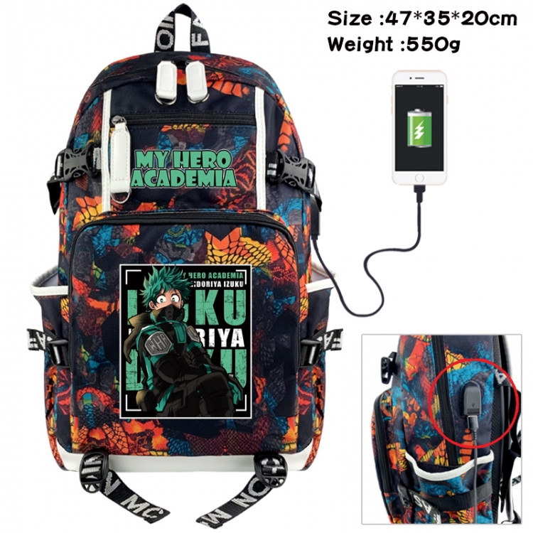 My Hero Academia Camouflage waterproof sail fabric flip backpack student bag 47X35X20CM 550G