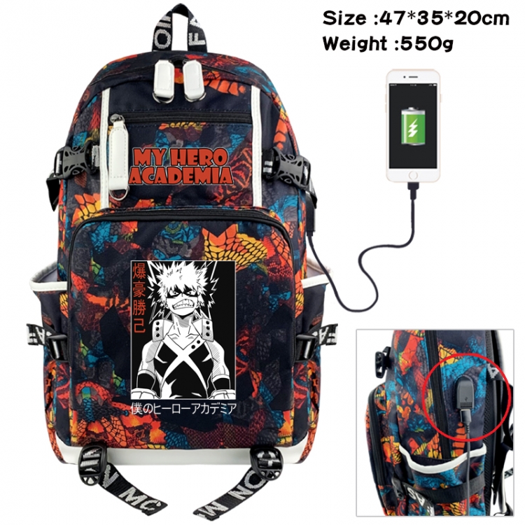 My Hero Academia Camouflage waterproof sail fabric flip backpack student bag 47X35X20CM 550G