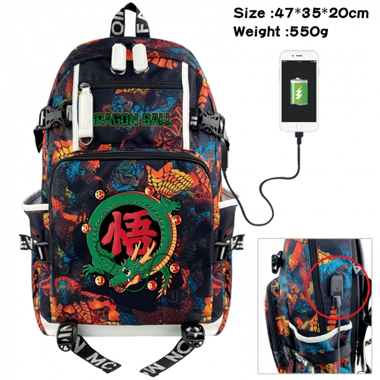 DRAGON BALL Camouflage waterproof sail fabric flip backpack student bag 47X35X20CM 550G