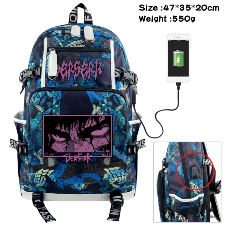 Berserk Camouflage waterproof sail fabric flip backpack student bag 47X35X20CM 550G