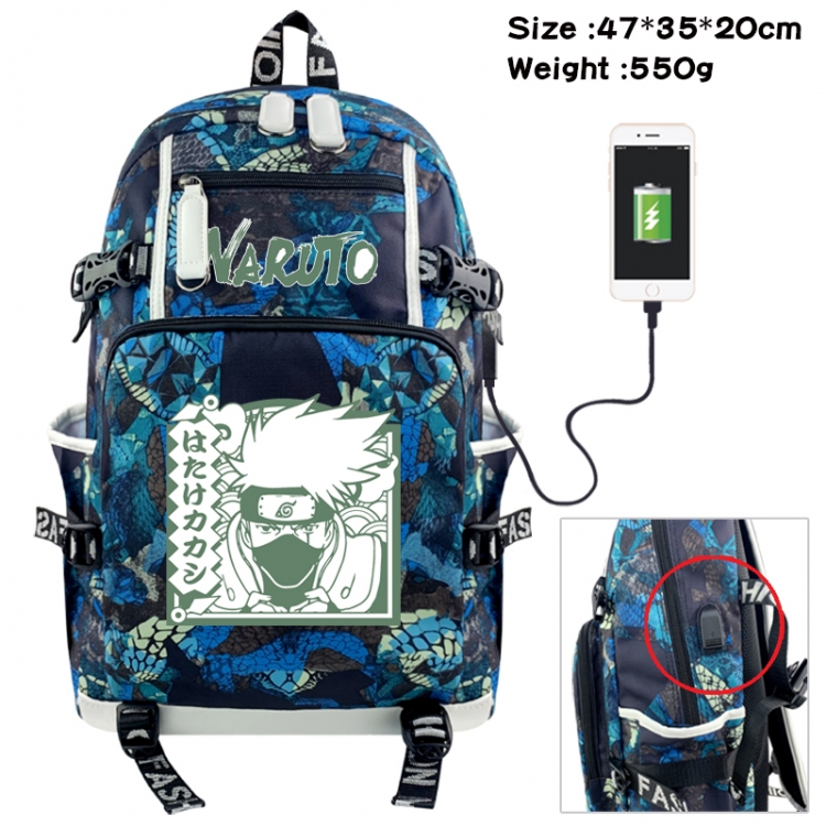 Naruto Camouflage waterproof sail fabric flip backpack student bag 47X35X20CM 550G