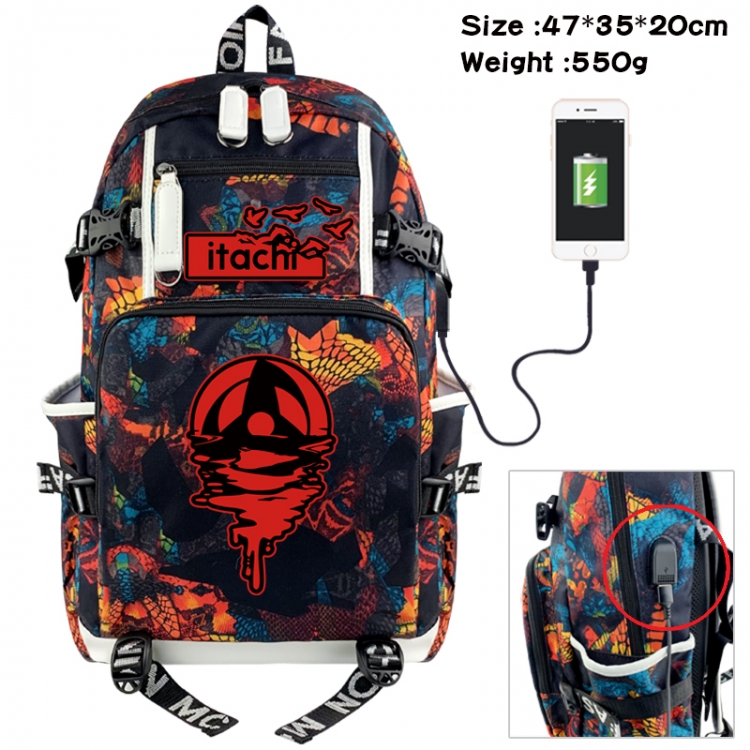 Naruto Camouflage waterproof sail fabric flip backpack student bag 47X35X20CM 550G