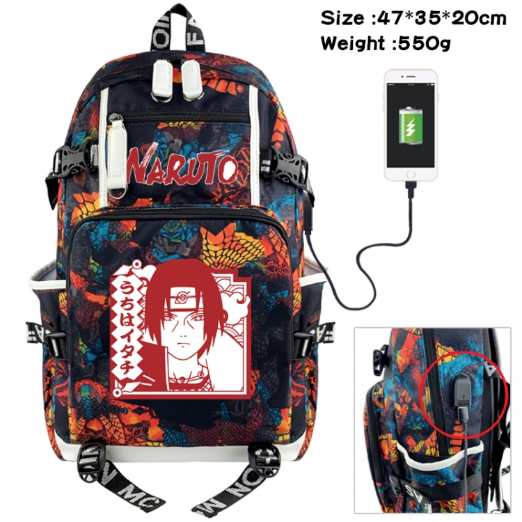 Naruto Camouflage waterproof sail fabric flip backpack student bag 47X35X20CM 550G