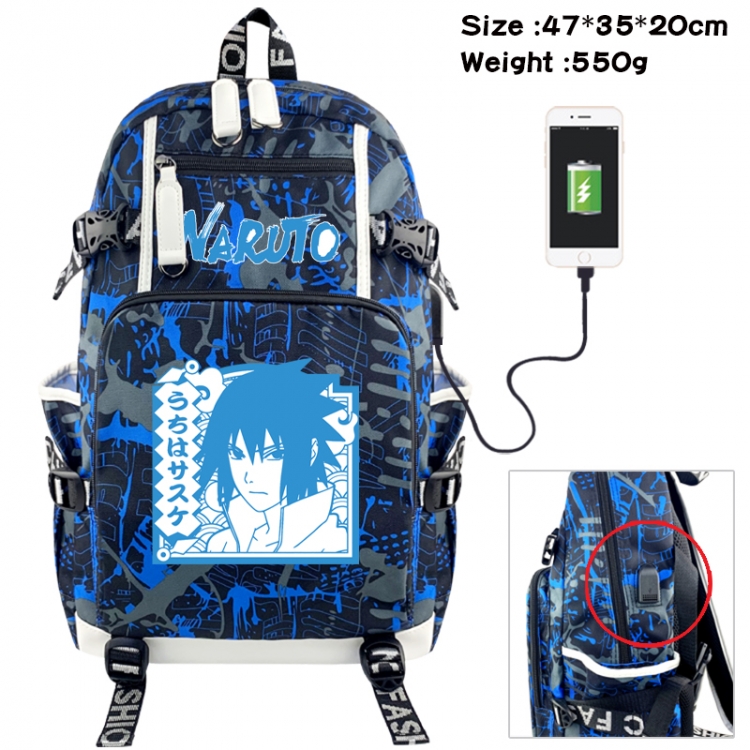 Naruto Camouflage waterproof sail fabric flip backpack student bag 47X35X20CM 550G