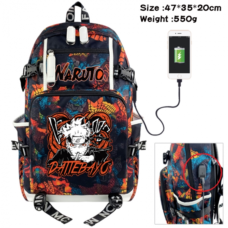 Naruto Camouflage waterproof sail fabric flip backpack student bag 47X35X20CM 550G