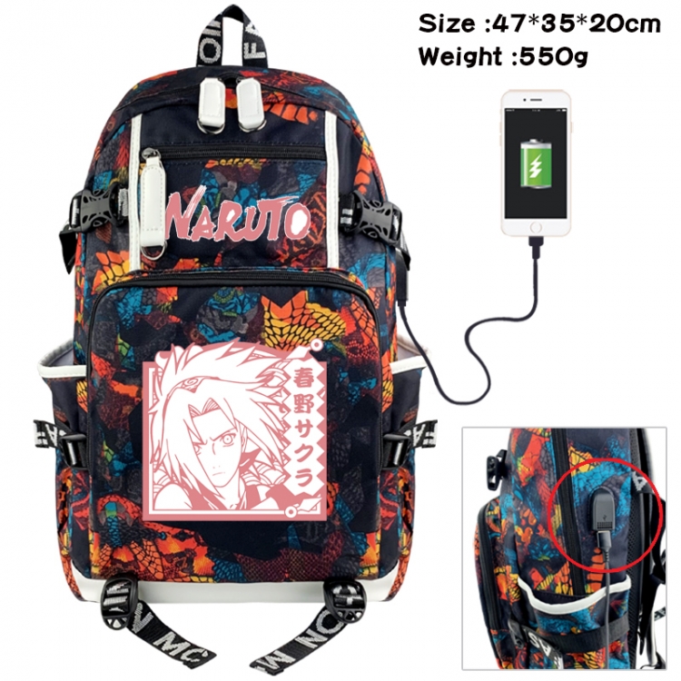 Naruto Camouflage waterproof sail fabric flip backpack student bag 47X35X20CM 550G