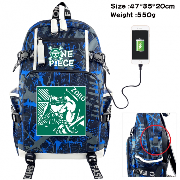 One Piece Camouflage waterproof sail fabric flip backpack student bag 47X35X20CM 550G