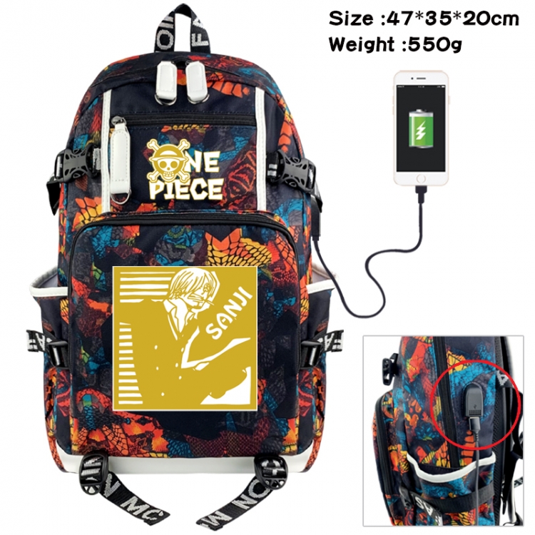 One Piece Camouflage waterproof sail fabric flip backpack student bag 47X35X20CM 550G