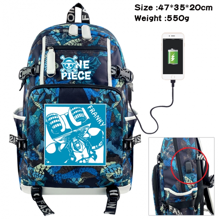 One Piece Camouflage waterproof sail fabric flip backpack student bag 47X35X20CM 550G