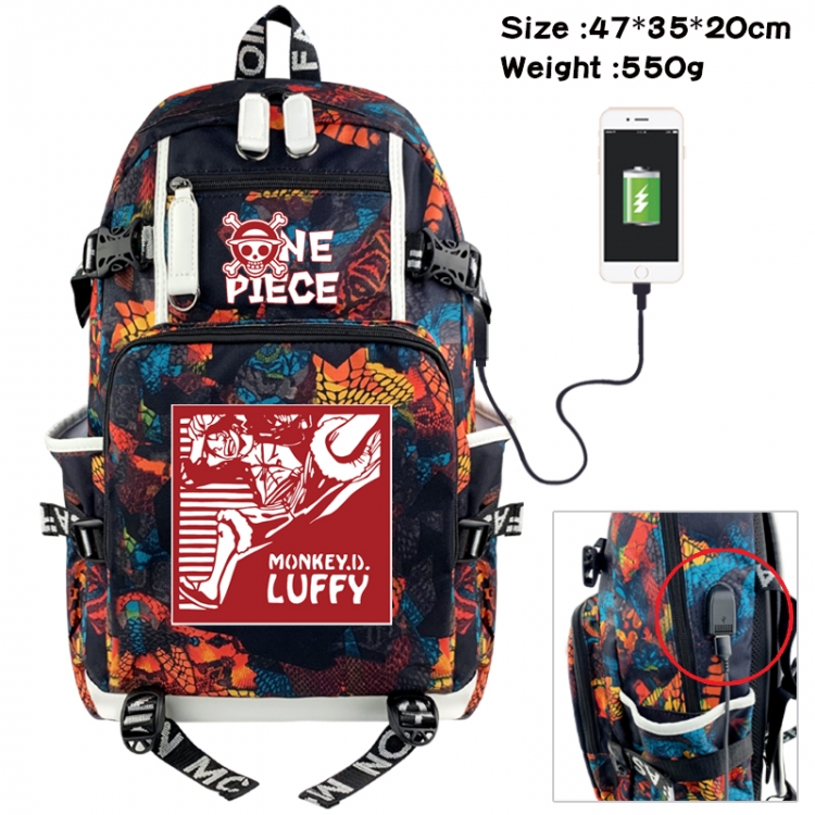 One Piece Camouflage waterproof sail fabric flip backpack student bag 47X35X20CM 550G