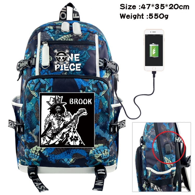 One Piece Camouflage waterproof sail fabric flip backpack student bag 47X35X20CM 550G