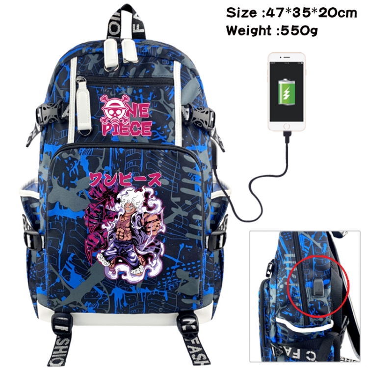 One Piece Camouflage waterproof sail fabric flip backpack student bag 47X35X20CM 550G