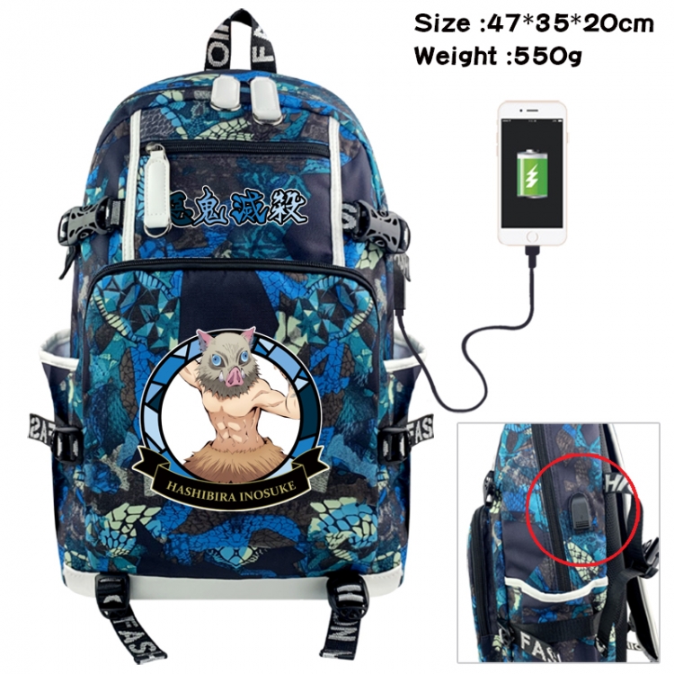 Demon Slayer Kimets Camouflage waterproof sail fabric flip backpack student bag 47X35X20CM 550G