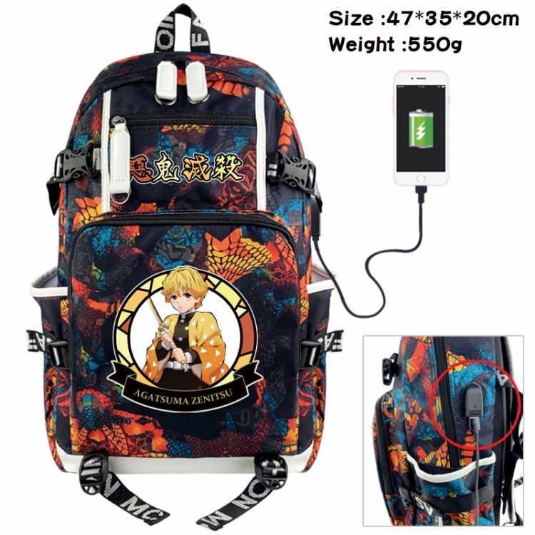 Demon Slayer Kimets Camouflage waterproof sail fabric flip backpack student bag 47X35X20CM 550G