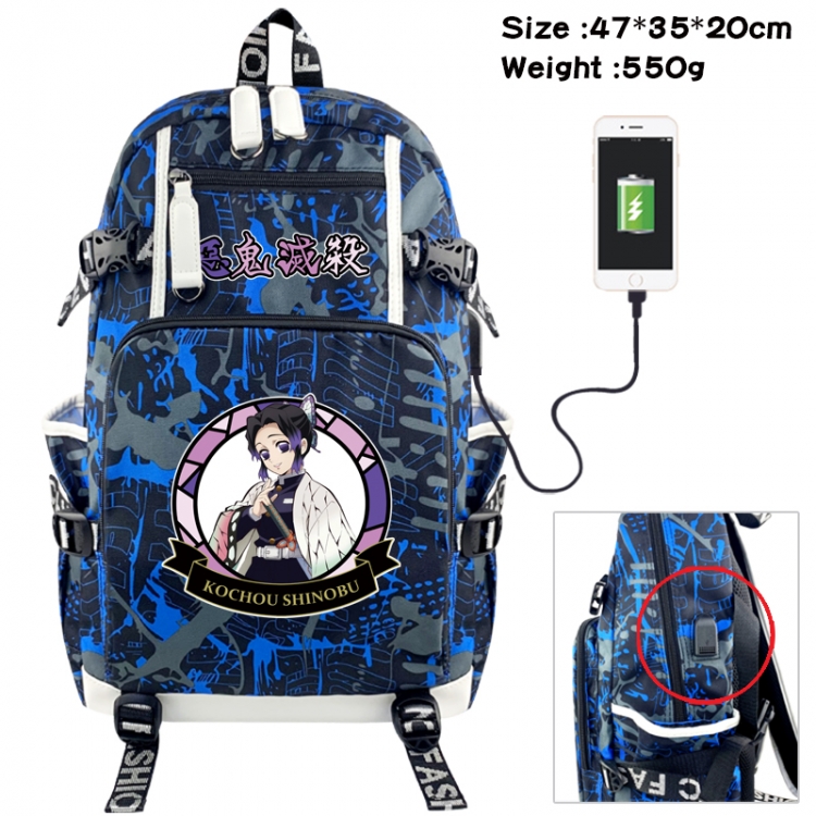 Demon Slayer Kimets Camouflage waterproof sail fabric flip backpack student bag 47X35X20CM 550G