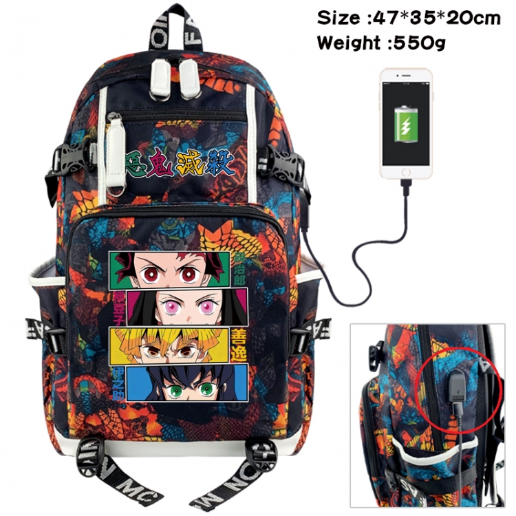 Demon Slayer Kimets Camouflage waterproof sail fabric flip backpack student bag 47X35X20CM 550G